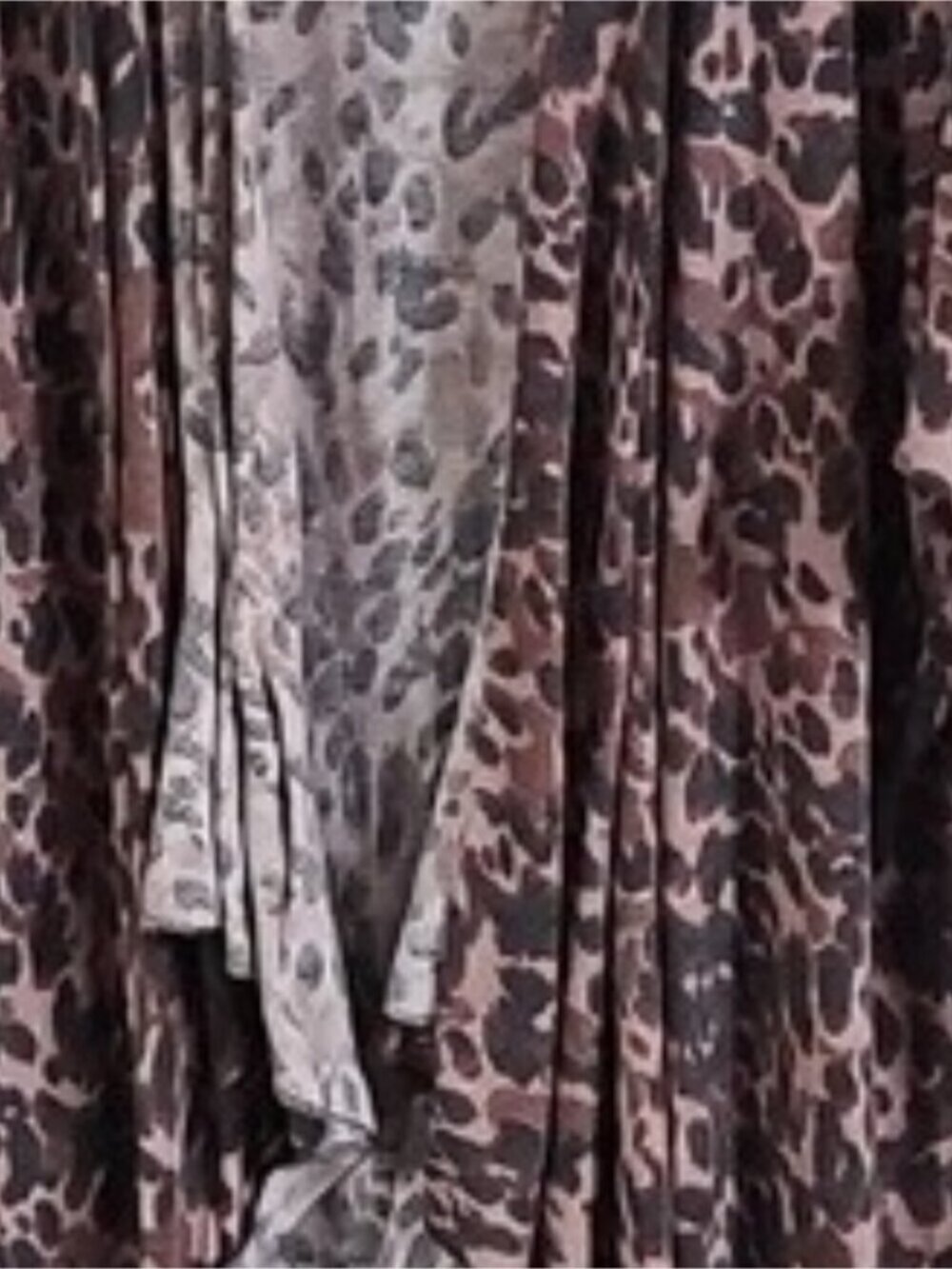 LuLaRoe Wrap Dress Animal Print Brown Pink Black Long 3/4 Sleeve V Neck L